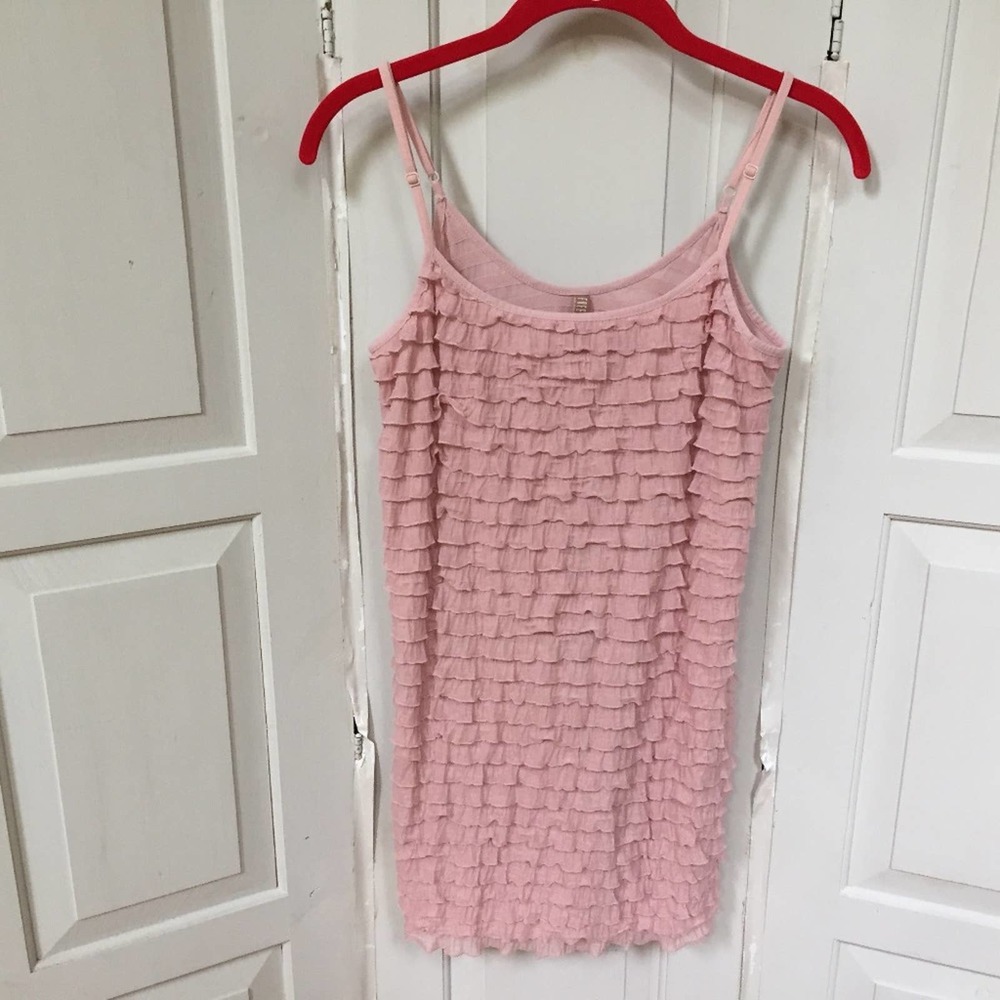 Free People Pink Ruffled Tank
